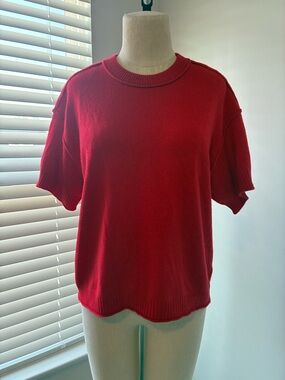 Jodifl Women's Wool-Blend Red Sweater with Raw Edge Detail